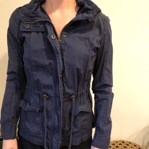 Navy cotton jacket w hood